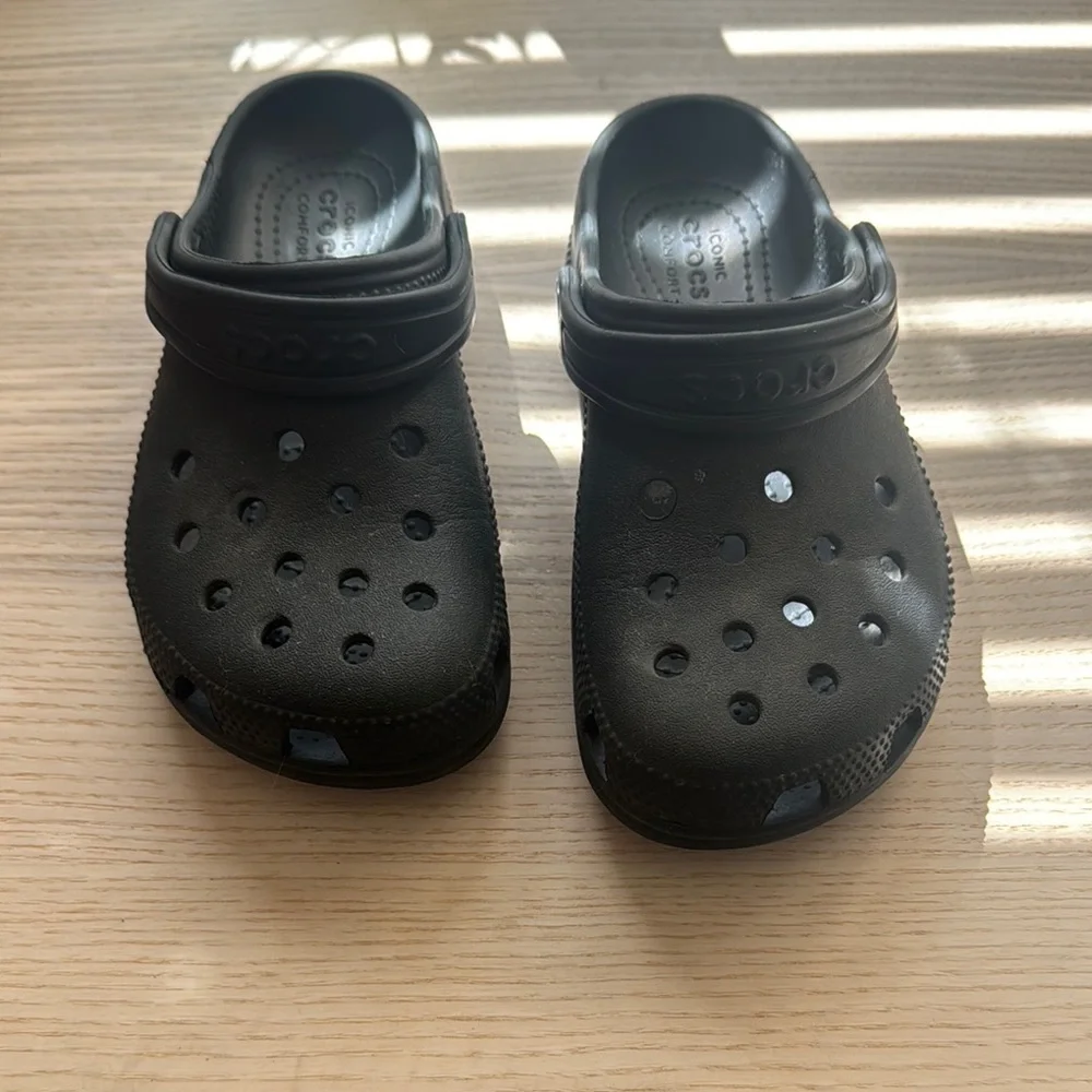 CROCS Kids Black Slip-On Clogs with Heel Strap